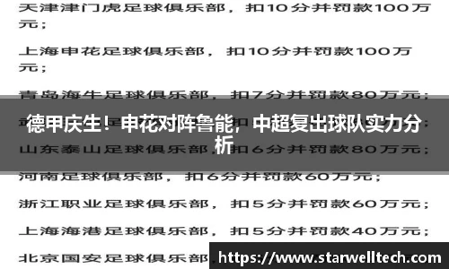 德甲庆生！申花对阵鲁能，中超复出球队实力分析